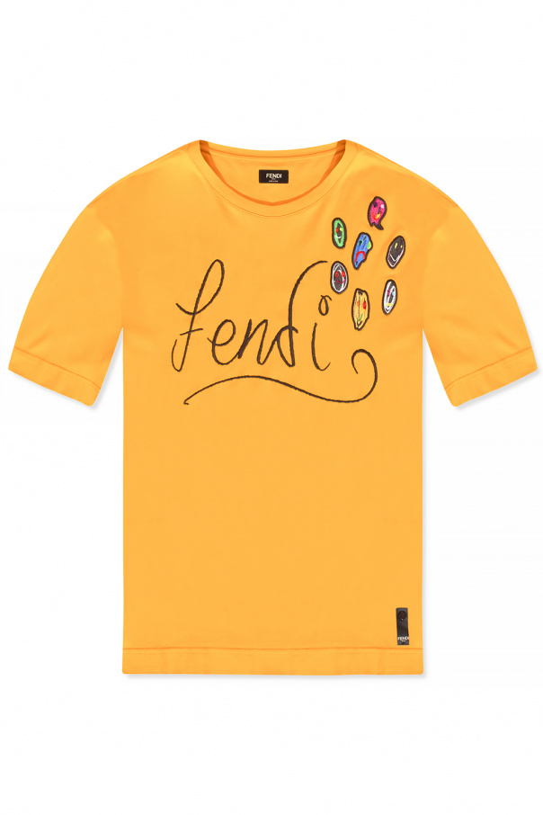 shirt Fendi Yellow Logo T Extension fmedShops Spain Fendi White Leather Baguette